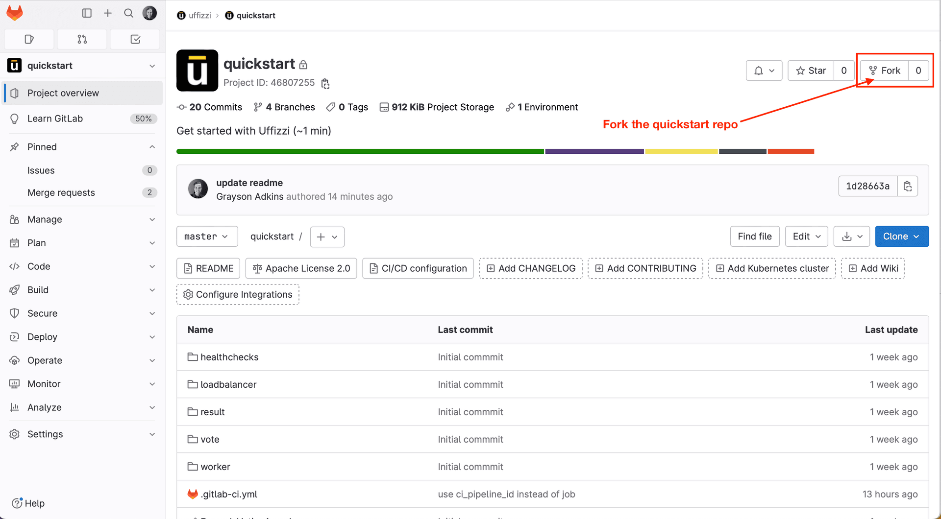 Fork quickstart repo