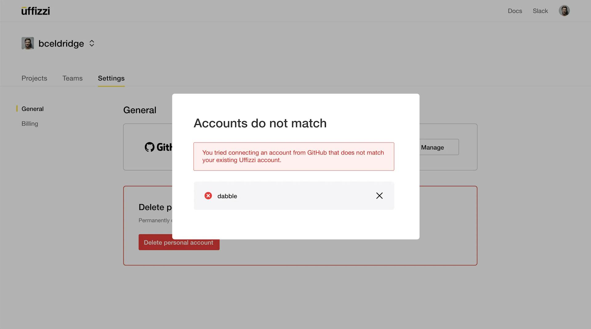 Accounts Do Not Match Error
